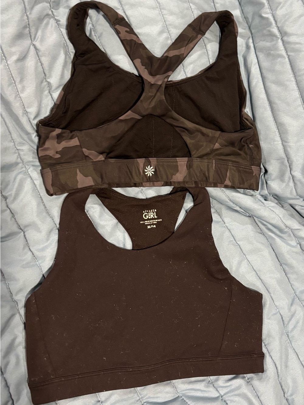Athleta Girl Gray Camouflage,Black and Green  Sports Bras